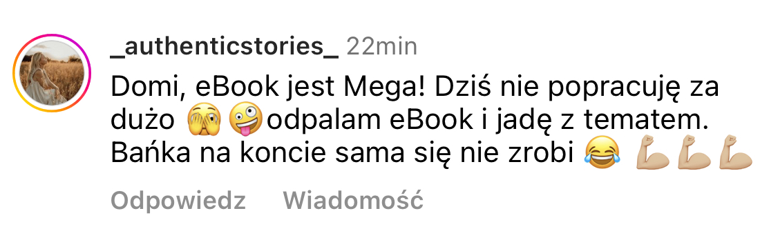 Opinia klientki - zrzut wiadomości 4