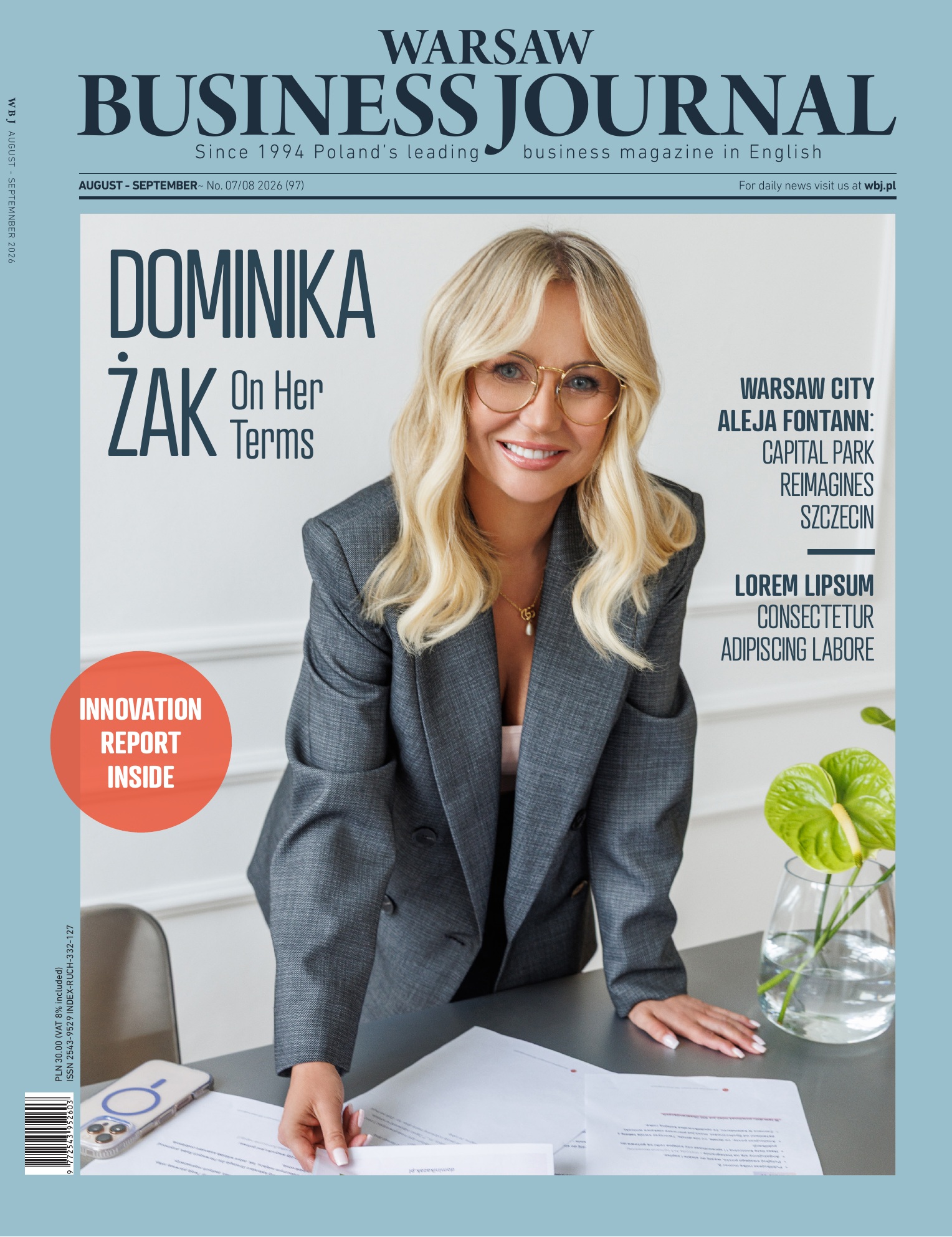 Dominika Żak na okładce magazynu Warsaw Business Journal